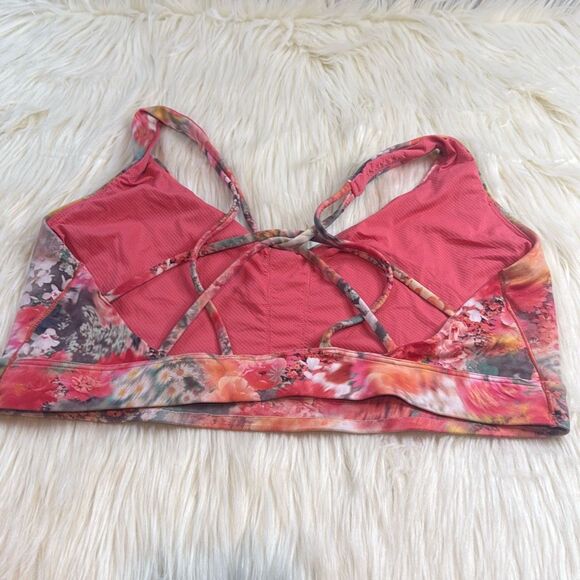 Athleta Floral Sports Bra - Pink and Gray - Picture 3 of 4